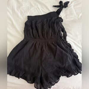Free People Charcoal Textured Romper